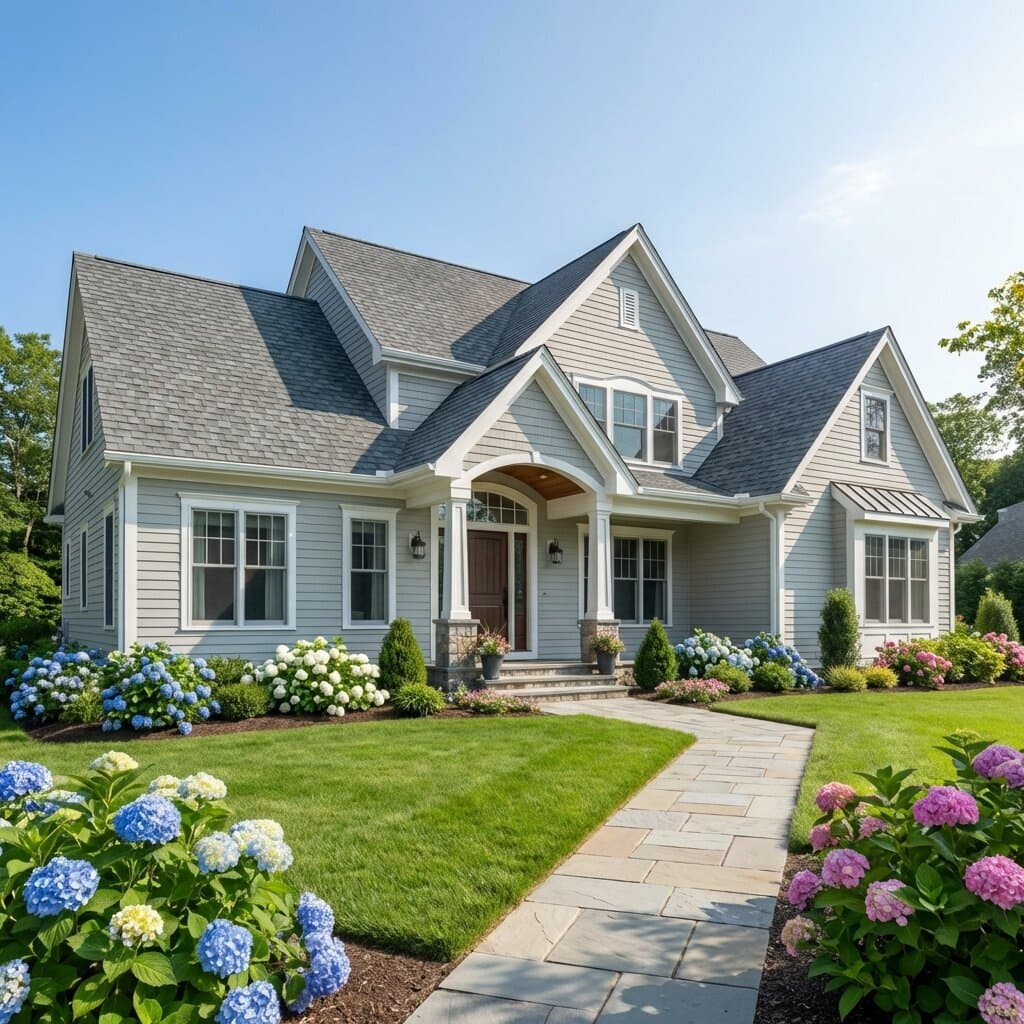 Beautiful modern home exterior with premium vinyl siding installation