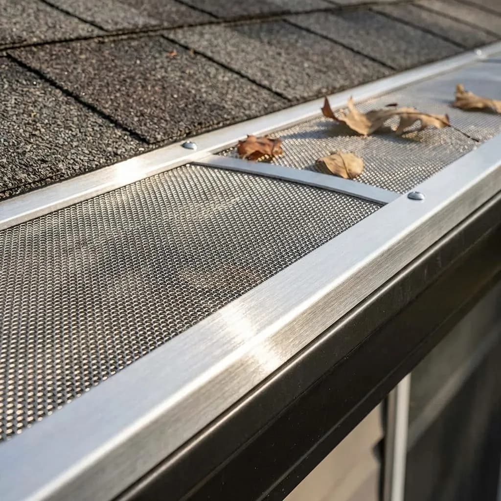 Aluminum gutter guard system with leaf protection mesh