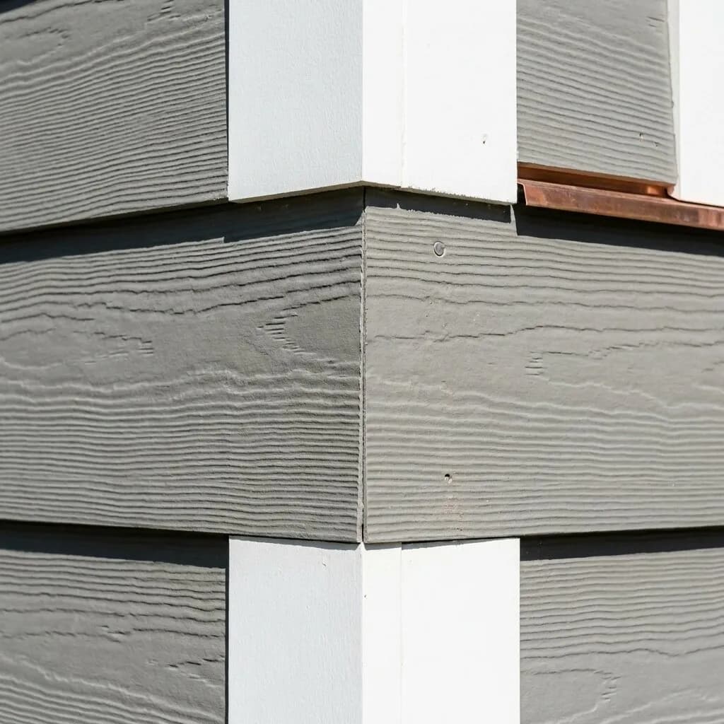 Macro detail of James Hardie fiber cement siding installation